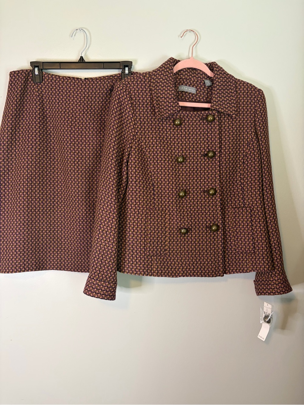Vintage NWT Kate Hill size 12 100% wool. Double breasted blazer & matching skirt